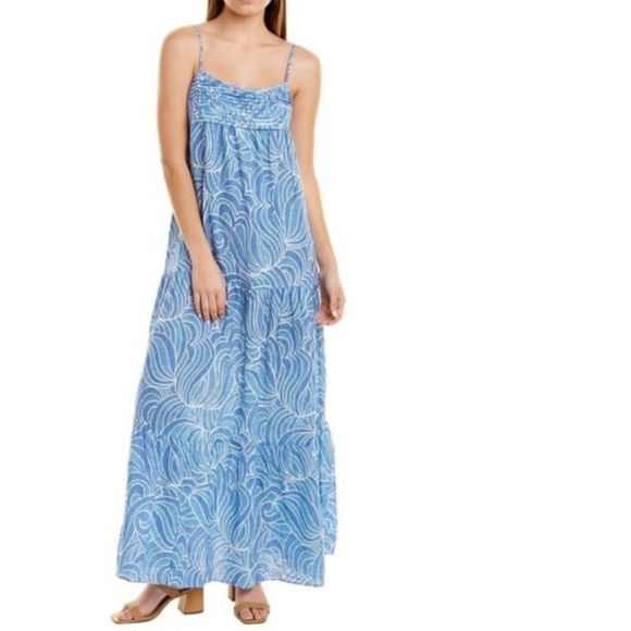 J. McLaughlin Blue and White Maxi Dress - Picture 1 of 10